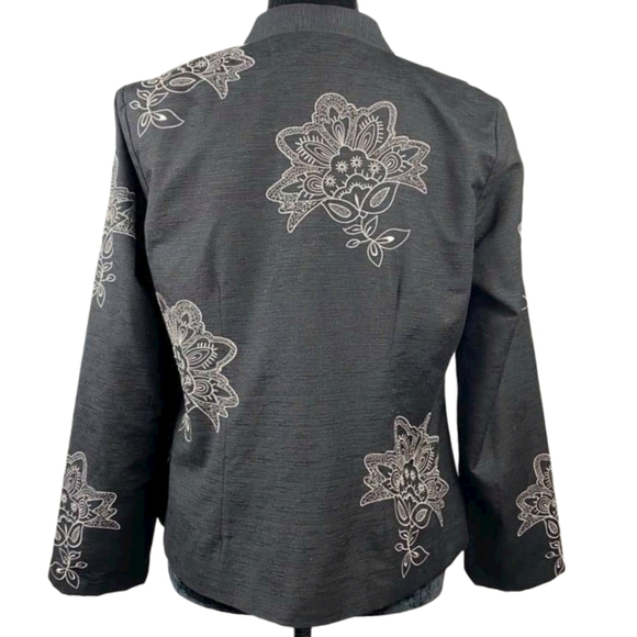 SILKLAND Blazer Jacket Grey Cream Silk Mandala - Picture 4 of 7